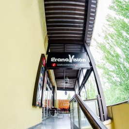 a close up of a yellow wall