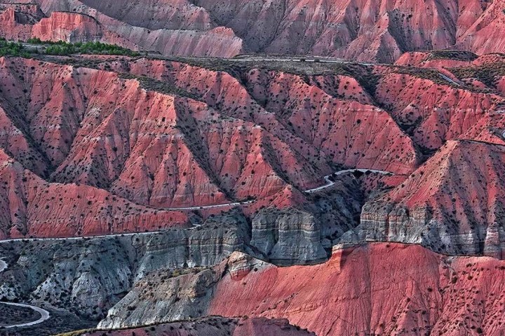 a painting of a canyon